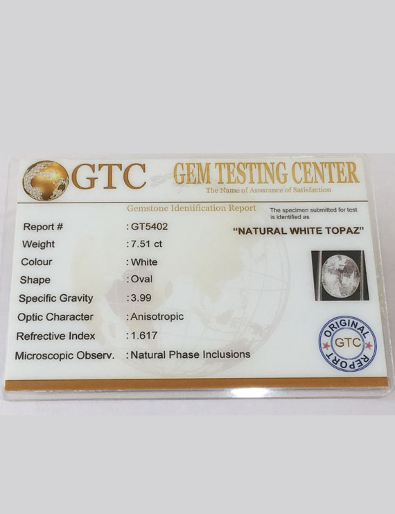 8.34 Ratti (7.51 ct) Natural Certified White Topaz
